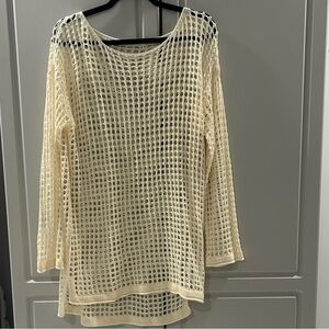 Cream Crochet Knit Top